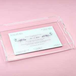 Faire part de mariage imprimé sur plateau